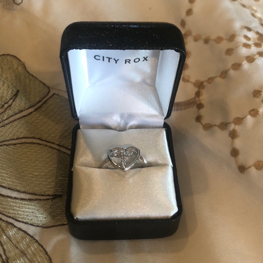 Cross in Heart Ring